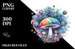 Colorful Watercolor Mushroom Splash | Clipart Product Image 1