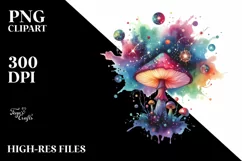Colorful Watercolor Mushroom Splash | Clipart Product Image 1