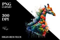 Vibrant Watercolor Giraffe, 20 oz Tumbler PNG Product Image 2