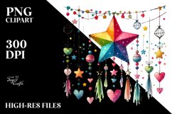 Simple Adorned Star with Hearts PNG Product Image 2