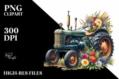 Watercolor Vintage Tractor USA Flag Product Image 1