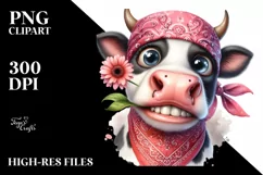 Expressive Watercolor Cow with Bandana | Sublimation | Product Image 1