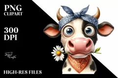 Expressive Watercolor Cow with Bandana | Sublimation | Product Image 1