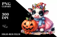 Cute Halloween Baby Cow | Sublimation | Clipart Product Image 1