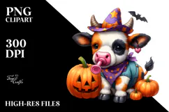 Vibrant Cute Baby Cow Halloween | Clipart Product Image 2