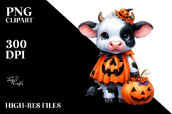 Vibrant Cute Baby Cow Halloween | Clipart Product Image 2