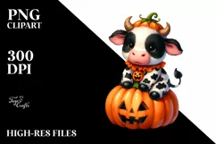 Vibrant Cute Baby Cow Halloween | Clipart Product Image 1