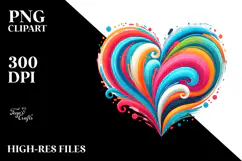 Colorful Paintbrush-style Heart PNG Product Image 2