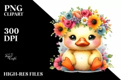 Cartoon-Style Sitting Duck Flower Crown | Clipart Product Image 3