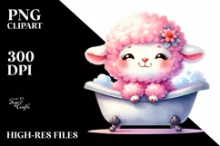 Colorful Baby Lamb Bathing | Clipart Product Image 1