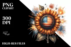 Vintage Sunflower Fireworks | Sublimation | Clipart Product Image 1