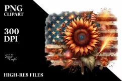 Vintage Sunflower Fireworks | Sublimation | Clipart Product Image 1