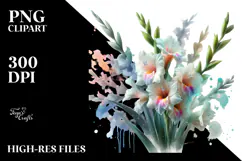 Gladiolus with Watercolor Splash PNG Product Image 2