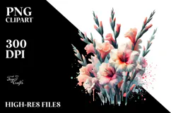 Gladiolus with Watercolor Splash PNG Product Image 2
