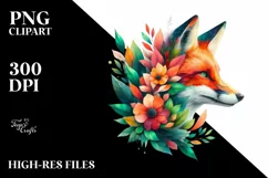 Abstract Vibrant Watercolor Fox, Transparent PNG Product Image 3