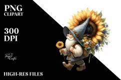 Watercolor Gnome with Sunflower Bouquet and Small Basket Product Image 3