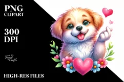 Whimsical Puppy Smiling | Watercolor Clipart Product Image 1