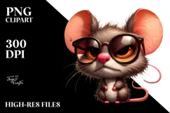 Cartoon Mouse with Oversized Sunglasses PNG Product Image 2