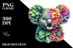 Abstract Vibrant Watercolor Koala, Transparent PNG Product Image 3