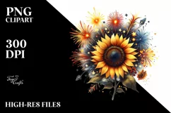 Vintage Sunflower Fireworks | Sublimation | Clipart Product Image 1