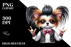Funny Papillon Rock Star Clipart | Sublimation | Clipart Product Image 3