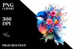 Flower Bird Abstract | Watercolor Clipart Product Image 1