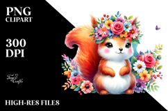 Cartoon Squirrel with Flower Crown, Transparent PNG Product Image 2