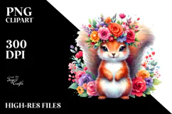 Cartoon Squirrel with Flower Crown, Transparent PNG Product Image 2
