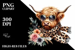 Elegant Highland Cow Animal Print | Sticker Clipart Product Image 3