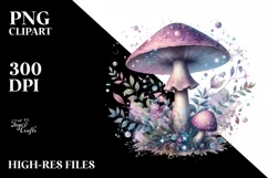 Detailed Pastel Magical Mushroom, PNG Product Image 1