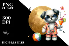 Cute Dog with Beachwear Cocktail PNG Product Image 2