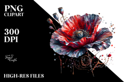 Abstract Shiny Poppy Metallic Insertions PNG Product Image 2
