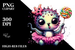 Cute Kraken with Lollipop, Watercolor Art Product Image 2