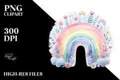 Pastel Rainbow Watercolor | Sublimation | Clipart Product Image 2