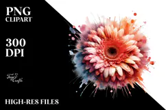 Gerbera in Watercolor, Transparent PNG Product Image 2