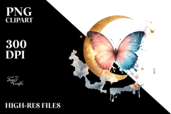 Cute Watercolor Butterfly with Splashes PNG Product Image 2