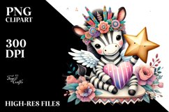 Cute Boho Zebra on Star, PNG Product Image 2