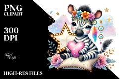 Cute Boho Zebra on Star, PNG Product Image 2