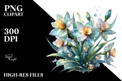 Watercolor Splash Glossy Narcissus | Sublimation | Clipart Product Image 1