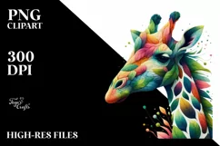 Abstract Vibrant Watercolor Giraffe, Transparent PNG Product Image 3