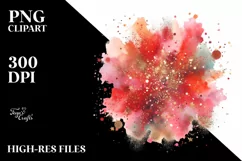 Colorful Redish Watercolor Particles Glitery | Clipart Product Image 1