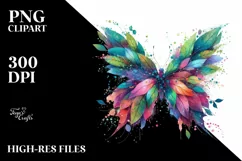 Abstract Vibrant Watercolor Butterfly, Transparent PNG Product Image 3