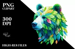 Abstract Vibrant Watercolor Bear, Transparent PNG Product Image 3