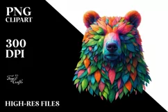Abstract Vibrant Watercolor Bear, Transparent PNG Product Image 3