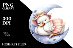 Summer Moon Swan Baby Watercolor Cute Clipart Product Image 2