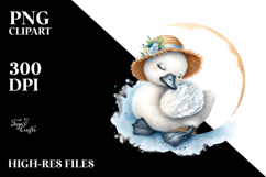 Summer Moon Swan Baby Watercolor Cute Clipart Product Image 2