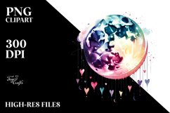 Simple Moon with Hearts PNG Product Image 2