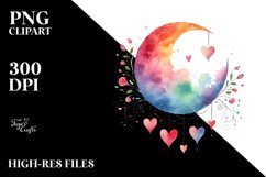 Simple Moon with Hearts PNG Product Image 2
