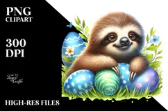 Digital Watercolor Baby Sloth PNG Product Image 2