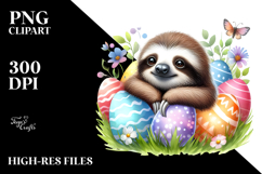 Digital Watercolor Baby Sloth PNG Product Image 2